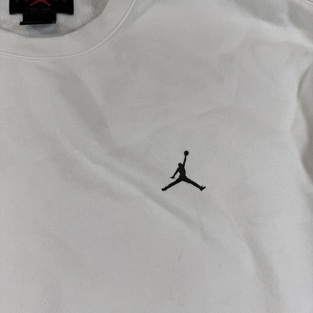 Jordan Crewneck Sweatshirt Mens 2XL White NBA Basketball Jumpman Spellout Logo‎